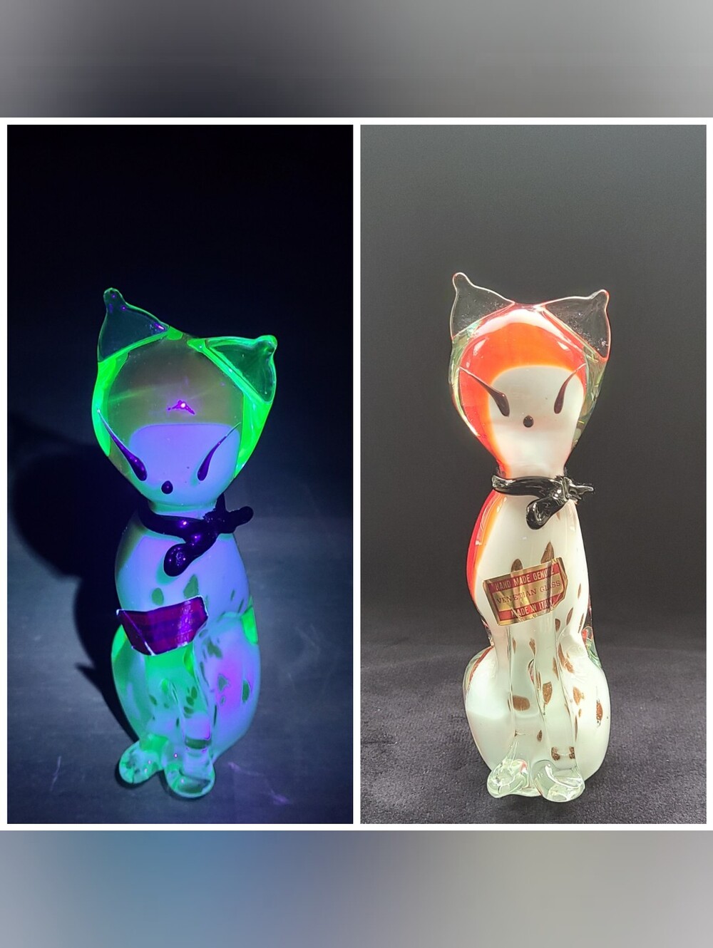 Uranium Glass Vintage Italian Hand Made Cat